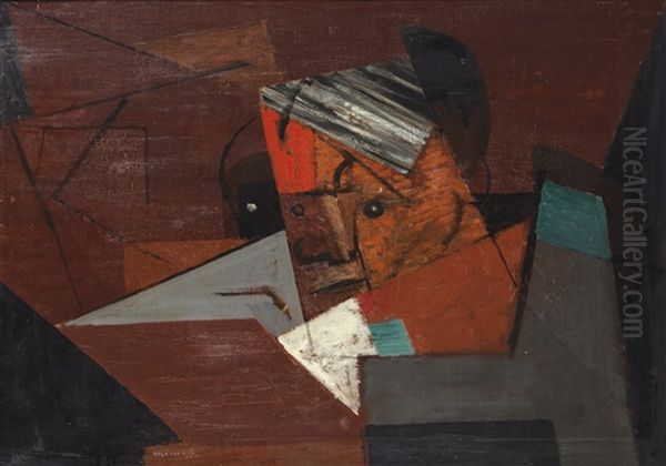 Composition Au Visage, Portrait Presume De {icasso Oil Painting by Louis Marcoussis