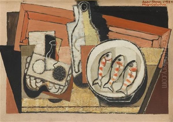 Nature Morte Aux Trois Poissons Oil Painting by Louis Marcoussis