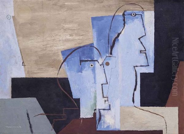 Deux Figures Oil Painting by Louis Marcoussis