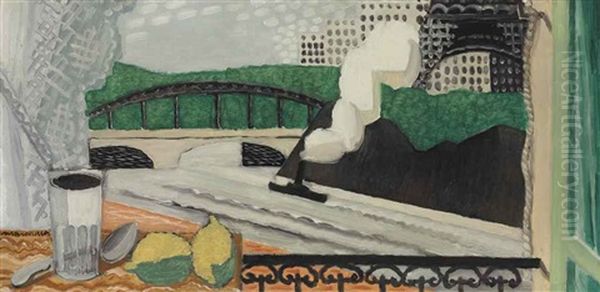 La Seine Et La Tour Eiffel, Vue D'un Balcon Oil Painting by Louis Marcoussis