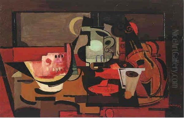 Nature Morte A La Tranche De Pasteque Oil Painting by Louis Marcoussis