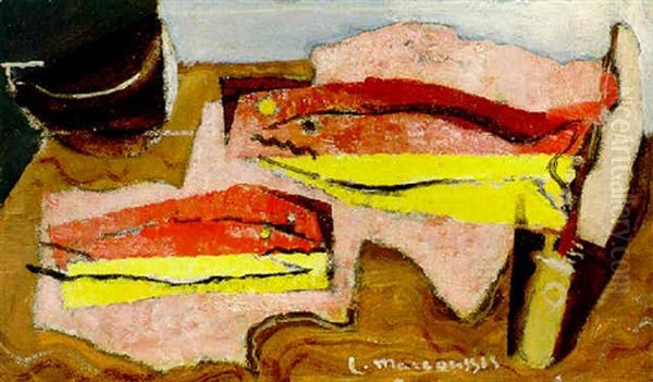 Poissons Oil Painting by Louis Marcoussis