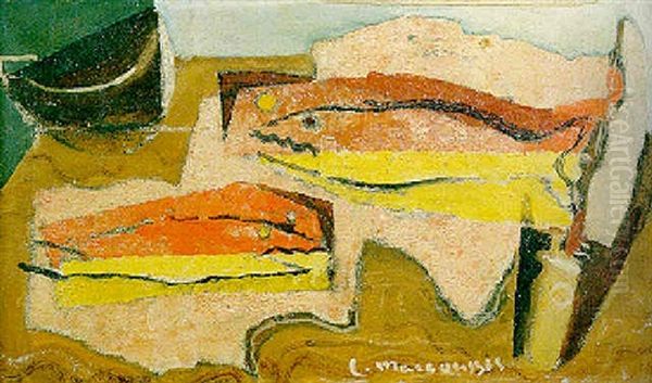 Nature Morte Aux Poissons Oil Painting by Louis Marcoussis