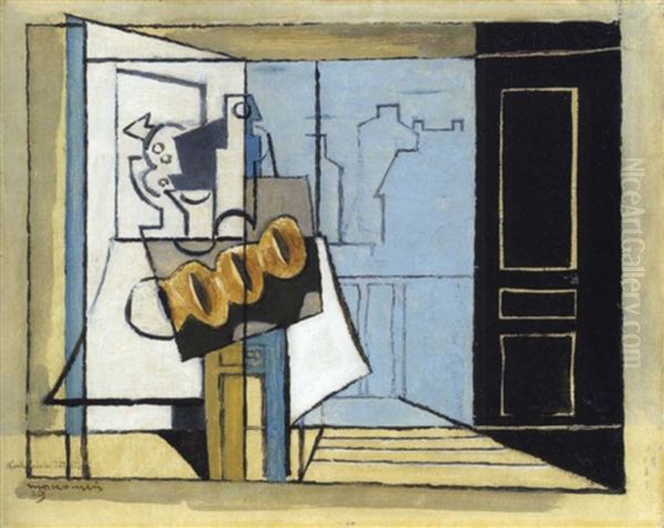 Lundi, La Fenetre Ouverte Oil Painting by Louis Marcoussis