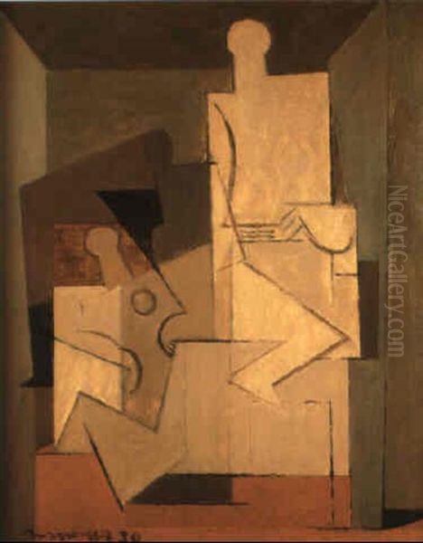 Personnages Oil Painting by Louis Marcoussis