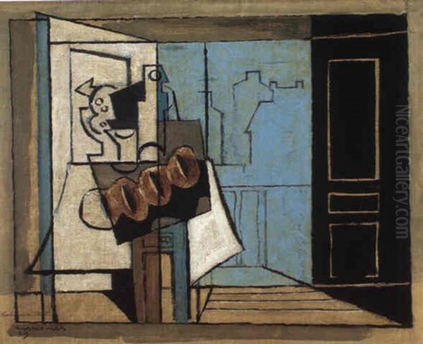 Lundi (la Fenetre Ouverte) Oil Painting by Louis Marcoussis