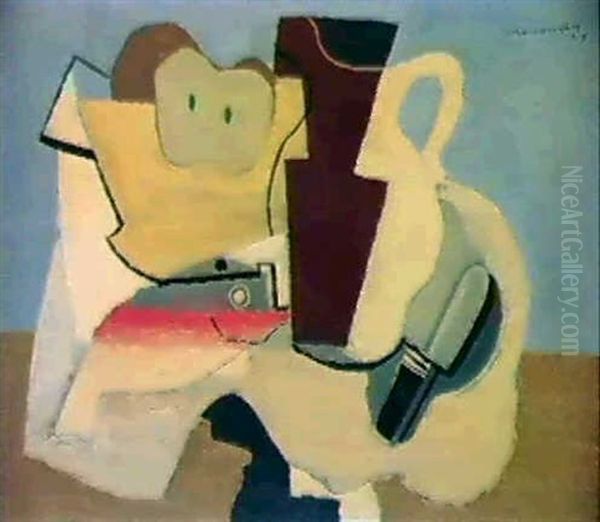 Nature Morte Au Masque Oil Painting by Louis Marcoussis