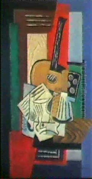 Instrument De Musique Sur Gueridon Oil Painting by Louis Marcoussis