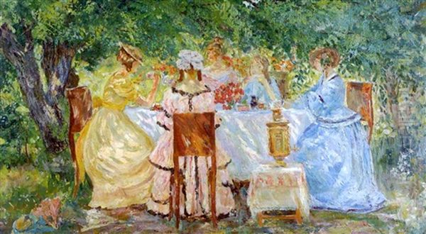 Puutarhassa (in The Garden) Oil Painting by Leonid Ivanovitch Marderosov