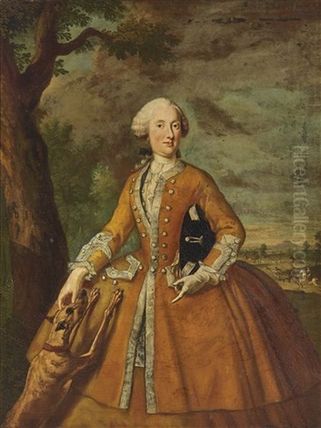 Portrait Of A Royal Lady As A Huntress Oil Painting by George de Marees