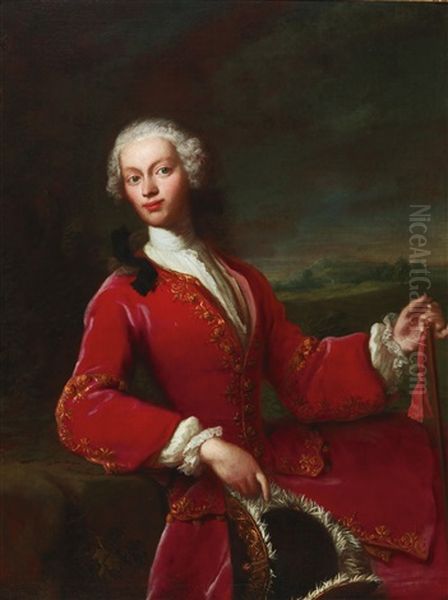 Portrait Of An Elegant Lady In Hunting Costume Oil Painting by George de Marees