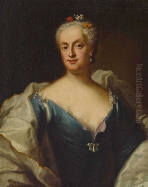 Damenbildnis (moglicherweise Kurfurstin Maria Anna Sophie Von Bayern, Prinzessin Von Polen Und Sachsen Dresden - 1797 Munchen) Oil Painting by George de Marees