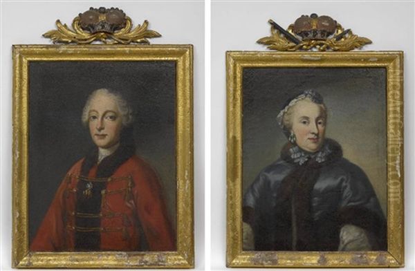 Maria Anna Sophie Kurfurstin Von Bayern - Maximilian Iii. Joseph Kurfurst Von Bayern (pair) Oil Painting by George de Marees