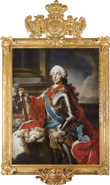 Staatsportrat Des Kurfursten Maximilian Iii. Joseph Von Bayern, Im Kurass Mit Der Collane Des Ordens Vom Goldenen Vlies Und Dem Band Des Bayerischen Hausritterordens Von St. Georg Oil Painting by George de Marees