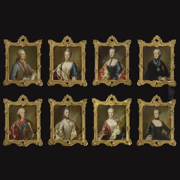 Family Members Of Electress Maria Anna Of Bavaria (after Francois Cuvillies The Elder; 8 Works) Oil Painting by George de Marees