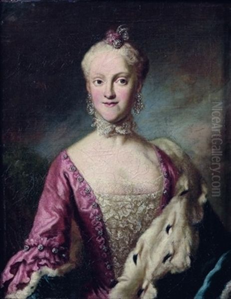 Portrait De Karoline-luise Von Baden(?) Oil Painting by George de Marees