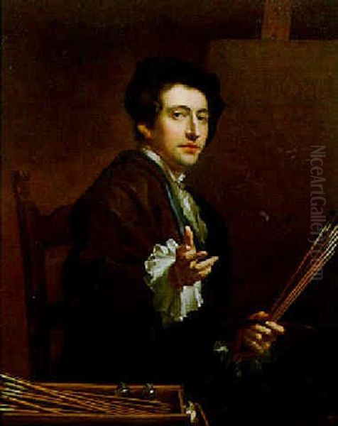 Self Portrait Of The Artist At His Easel Oil Painting by George de Marees