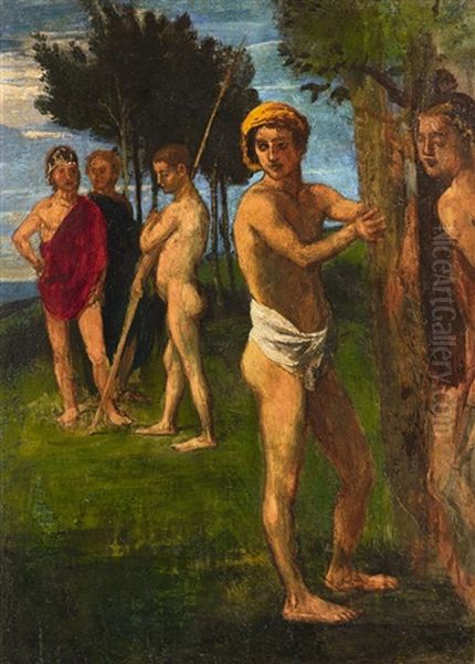 Five Men In A Landscape by Hans von Marees