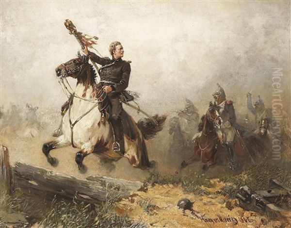 Husaren Auf Dem Marsche Oil Painting by Hans von Marees