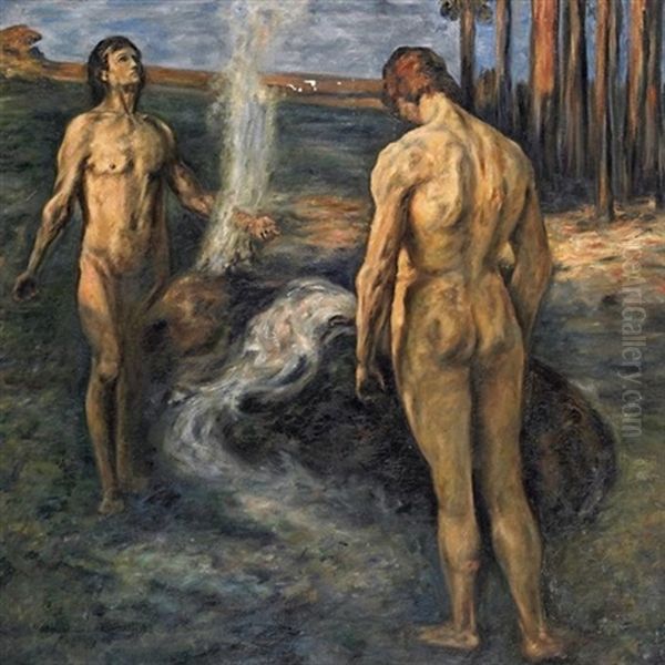 Kain Und Abel Oil Painting by Hans von Marees