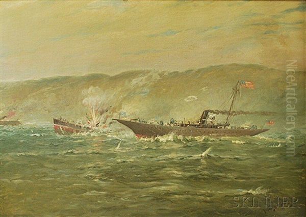 Naval Engagement Oil Painting by Gilbert Tucker Margeson