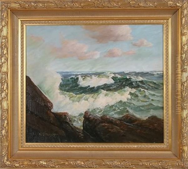 Seascape With Crashing Waves Oil Painting by Gilbert Tucker Margeson