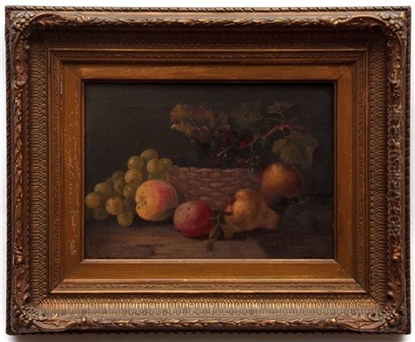 Still Life Study Of Mixed Fruit And Basket On A Ledge Oil Painting by Maria Margeston