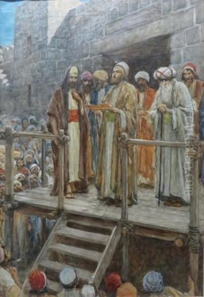 Scene From The Bible (the Followers) Oil Painting by William Henry Margetson