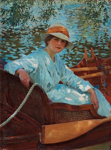 Kvinna I Bat Oil Painting by William Henry Margetson