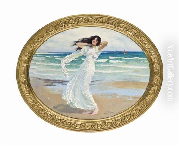 Along The Shore Oil Painting by William Henry Margetson