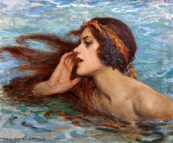 A Water Sprite Or Siren Oil Painting by William Henry Margetson