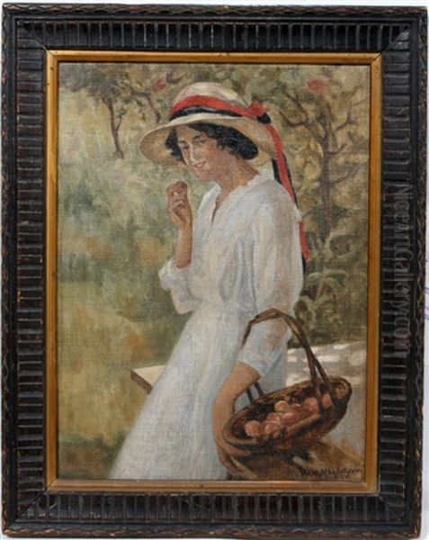 Lady With Fruit Oil Painting by William Henry Margetson