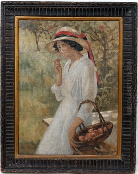 Lady With Fruit Oil Painting by William Henry Margetson