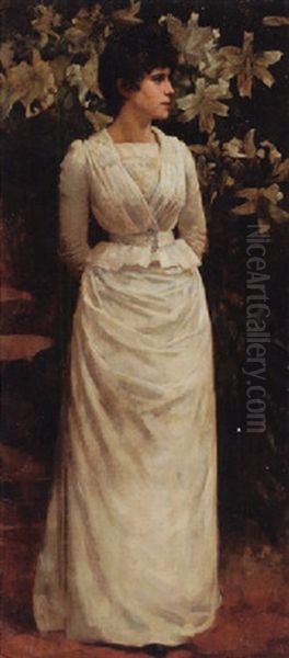 Lady In White Oil Painting by William Henry Margetson