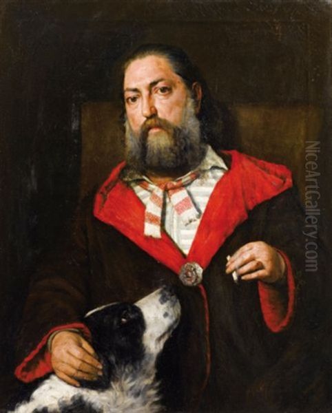 Portrait De L'ecrivain Gustave Aimard Oil Painting by Eduard Hippolyte Margottet