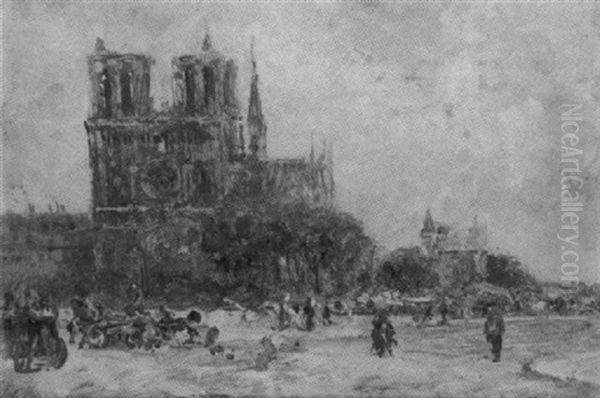 Le Parvis De Notre-dame De Paris Oil Painting by Francesco Margotti