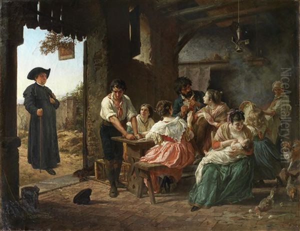 Osteria Del Sole Oil Painting by Cesare Mariani