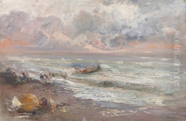 Ritorno Dalla Pesca, Bordighera Oil Painting by Pompeo Mariani