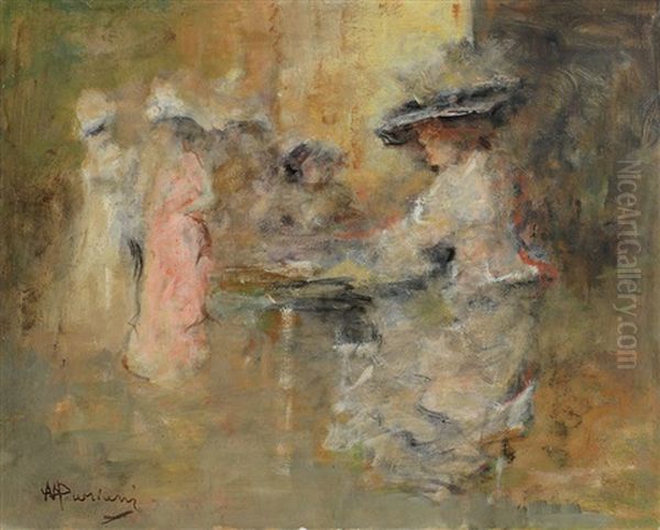 Caffe A Montecarlo Oil Painting by Pompeo Mariani