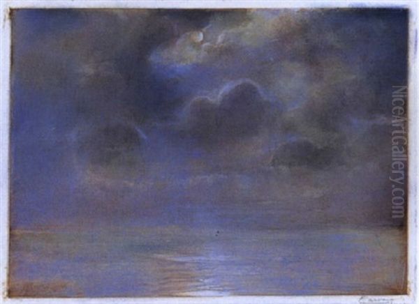 Marina Al Chiaro Di Luna Oil Painting by Pompeo Mariani