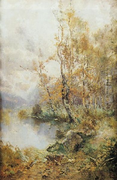 Paesaggio Fluviale Oil Painting by Pompeo Mariani