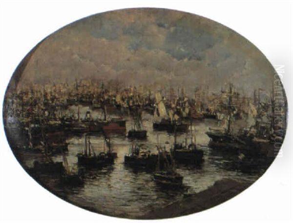 Il Porto Di Genova Oil Painting by Pompeo Mariani