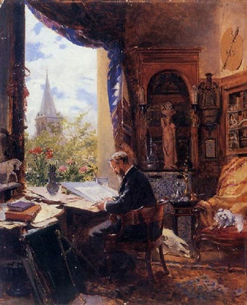 L'artiste Dans Son Atelier Oil Painting by Adrien Emmanuel Marie