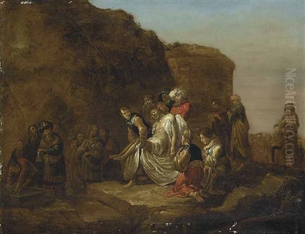 Grablegung Christi Oil Painting by Aert Jansz Marienhof