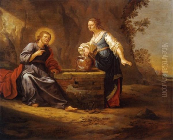 Christus Und Die Samariterin Am Brunnen by Aert Jansz Marienhof