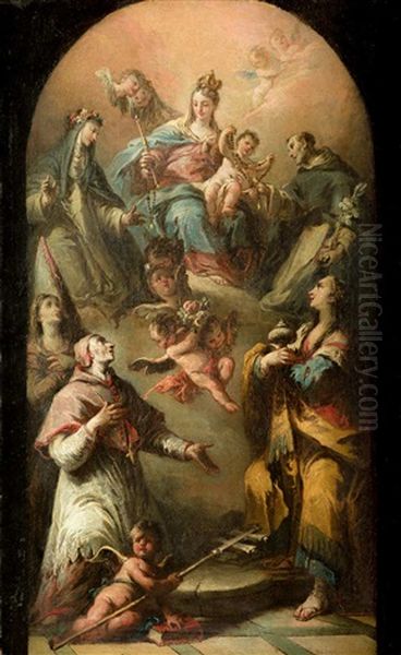 Virgen En Gloria Con Santos Dominicos Y Lorenzo Giustiniani Oil Painting by Jacopo di Paolo Marieschi