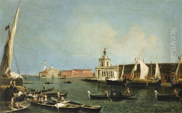 Venice, The Punta Della Dogana From The Ca' Giustinian, Looking South Across The Bacino Di San Marco Towards The Church Of San Giorgio Maggiore Oil Painting by Michele Marieschi