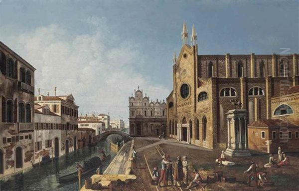 A View Of Campo Santi Giovanni E Paolo, Venice Oil Painting by Michele Marieschi