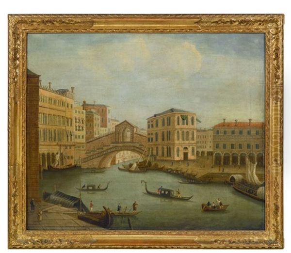 Vue Du Pont De Rialto Et Du Palazzo Dei Camerlenghi Sur Le Grand Canal A Venise Oil Painting by Michele Marieschi