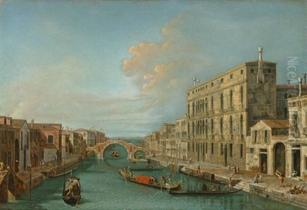 Blick Auf Den Palazzo Surian Bellotto Am Canale Di Cannaregio (collab. W/workshop) Oil Painting by Michele Marieschi